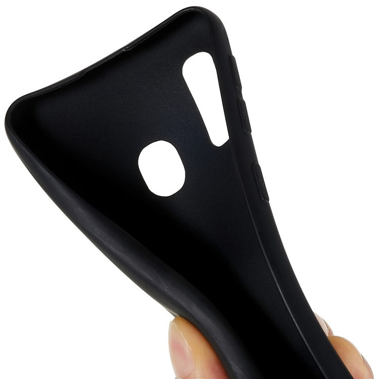 For Samsung Galaxy A20e Raised Bezel Protection Phone Case Black Matte Flexible TPU Protective Cell Phone Cover