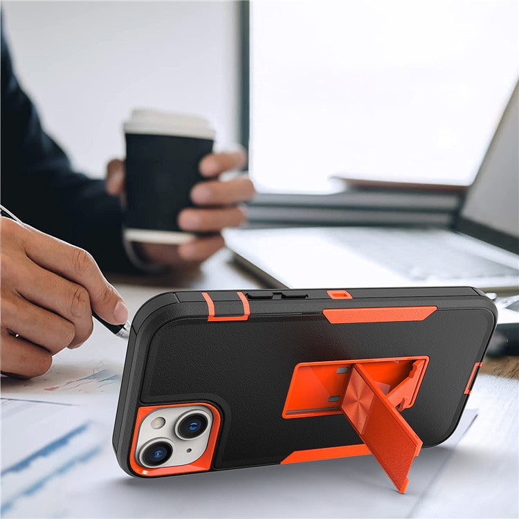 For iPhone 14 Hard PC Soft TPU Shock Absorption Case Shockproof Kickstand Phone Cover Work with Magnetic Car Mount - Sapphire / Dark Blue