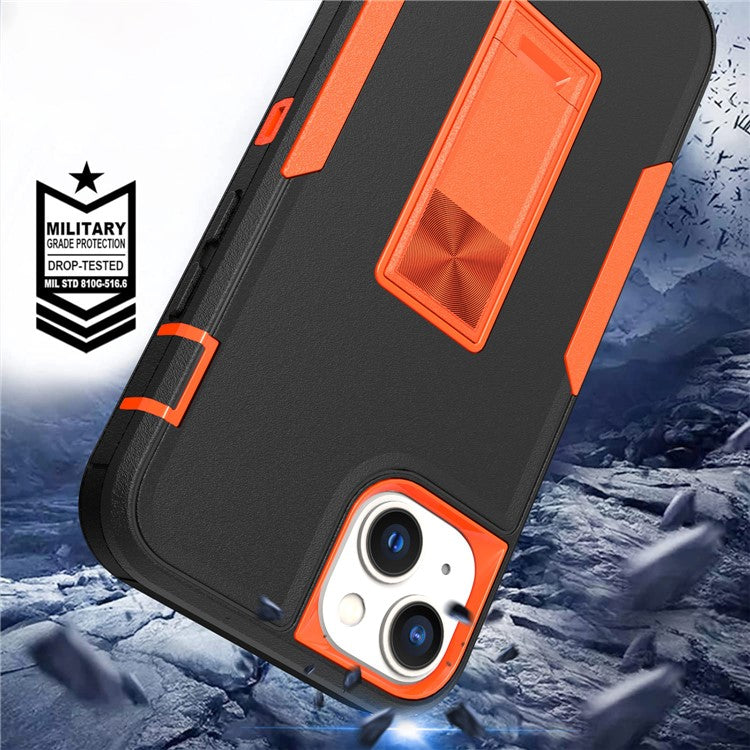 For iPhone 14 Hard PC Soft TPU Shock Absorption Case Shockproof Kickstand Phone Cover Work with Magnetic Car Mount - Sapphire / Dark Blue