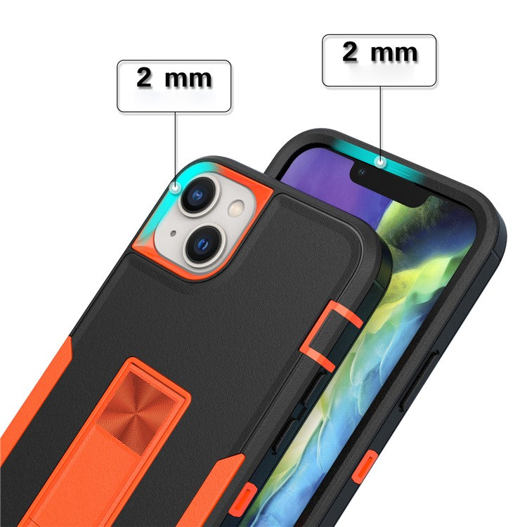 For iPhone 14 Hard PC Soft TPU Shock Absorption Case Shockproof Kickstand Phone Cover Work with Magnetic Car Mount - Sapphire / Dark Blue
