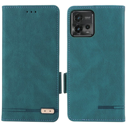 Cell Phone Case for Motorola Moto G72 4G, Hardware Decor Dual Magnetic Clasp PU Leather Wallet Stand Phone Cover - Blue