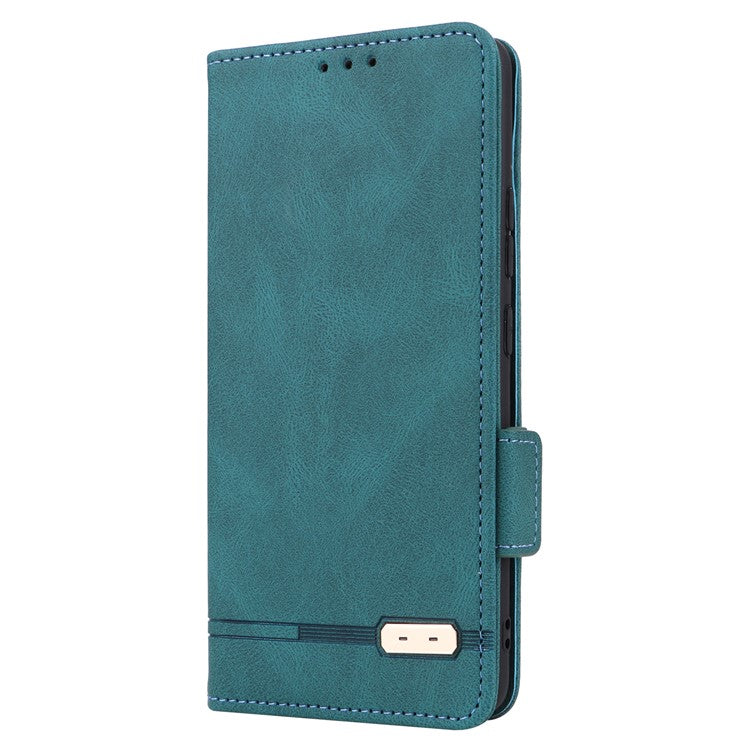 Cell Phone Case for Motorola Moto G72 4G, Hardware Decor Dual Magnetic Clasp PU Leather Wallet Stand Phone Cover - Blue