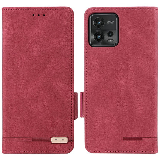 Cell Phone Case for Motorola Moto G72 4G, Hardware Decor Dual Magnetic Clasp PU Leather Wallet Stand Phone Cover - Rose