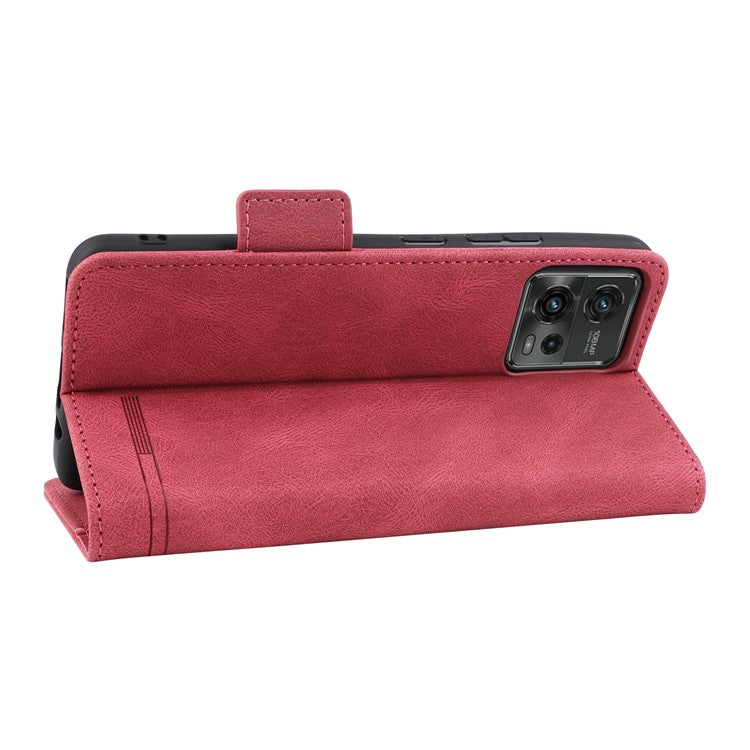 Cell Phone Case for Motorola Moto G72 4G, Hardware Decor Dual Magnetic Clasp PU Leather Wallet Stand Phone Cover - Rose