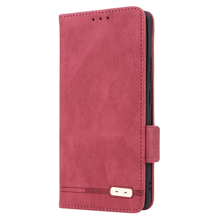 Cell Phone Case for Motorola Moto G72 4G, Hardware Decor Dual Magnetic Clasp PU Leather Wallet Stand Phone Cover - Rose