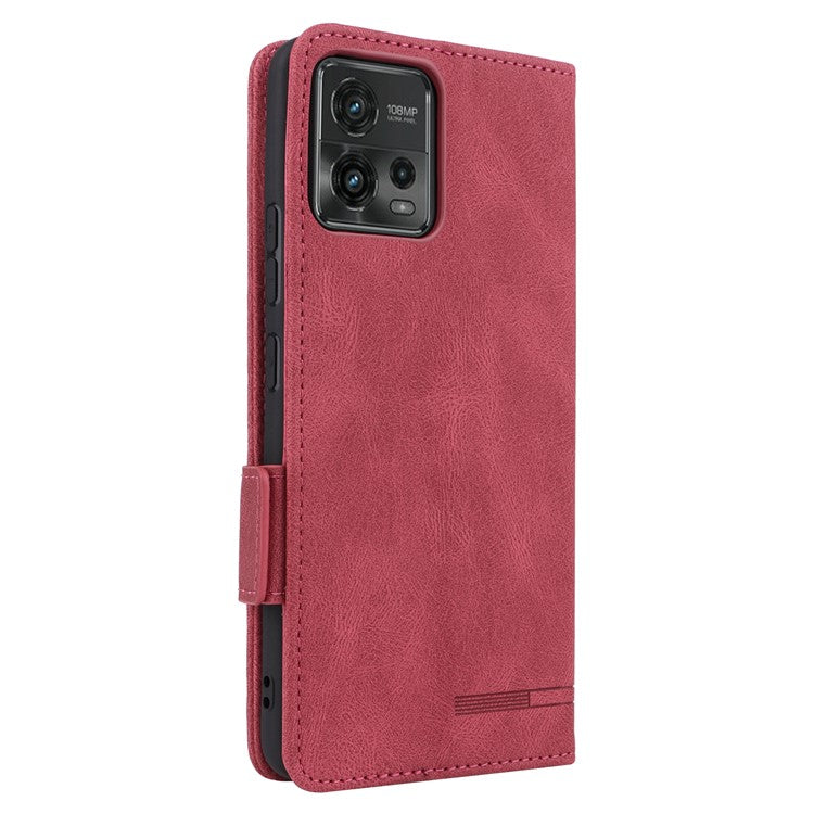 Cell Phone Case for Motorola Moto G72 4G, Hardware Decor Dual Magnetic Clasp PU Leather Wallet Stand Phone Cover - Rose