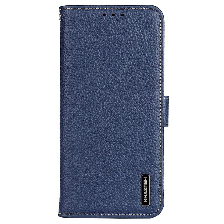 KHAZNEH For Samsung Galaxy A54 5G Litchi Texture Genuine Leather Stand Protective Phone Cover Folio Flip Wallet Case - Blue