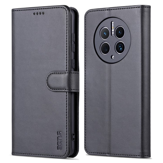 AZNS For Huawei Mate 50 Pro 4G Anti-fall Phone Protective Flip Cover PU Leather + TPU Interior Case with Stand - Black