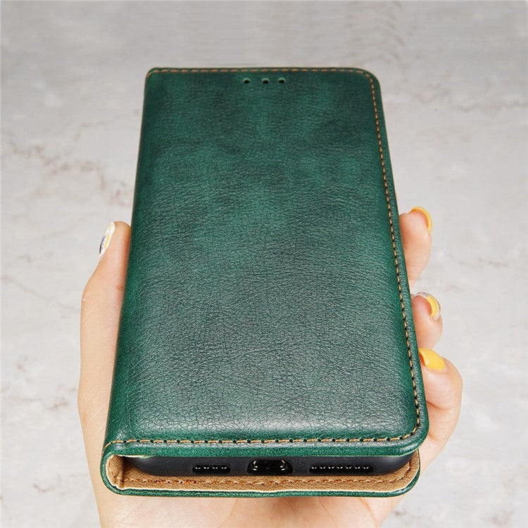 For Huawei nova Y61 4G Magnetic Adsorption PU Leather Protective Cover Foldable Stand Phone Wallet Case - Green