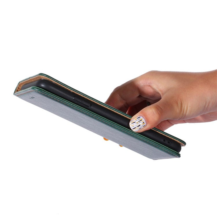 For Huawei nova Y61 4G Magnetic Adsorption PU Leather Protective Cover Foldable Stand Phone Wallet Case - Green