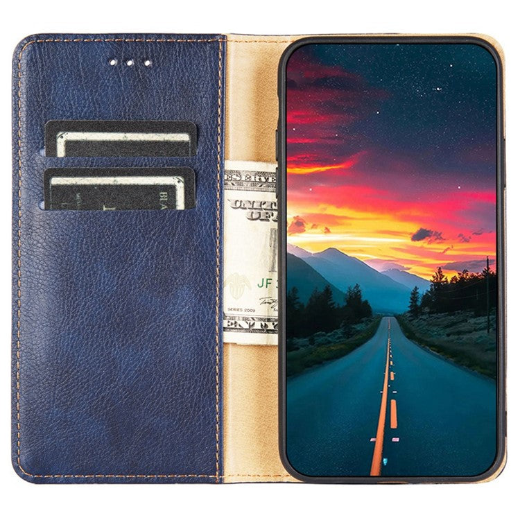 For Huawei nova Y61 4G Magnetic Adsorption PU Leather Protective Cover Foldable Stand Phone Wallet Case - Black