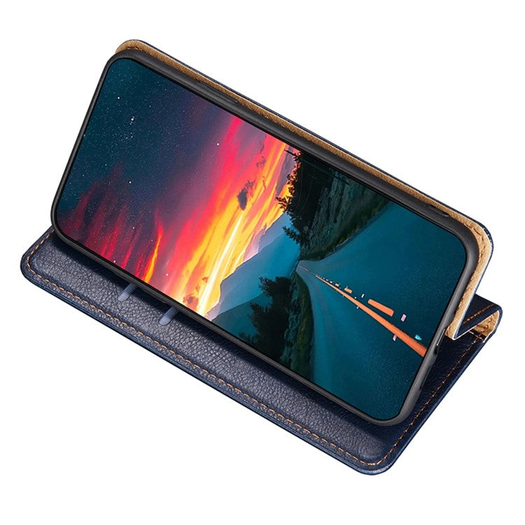 For Huawei nova Y61 4G Magnetic Adsorption PU Leather Protective Cover Foldable Stand Phone Wallet Case - Black