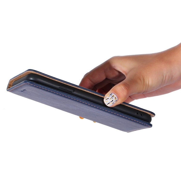 For Huawei nova Y61 4G Magnetic Adsorption PU Leather Protective Cover Foldable Stand Phone Wallet Case - Black