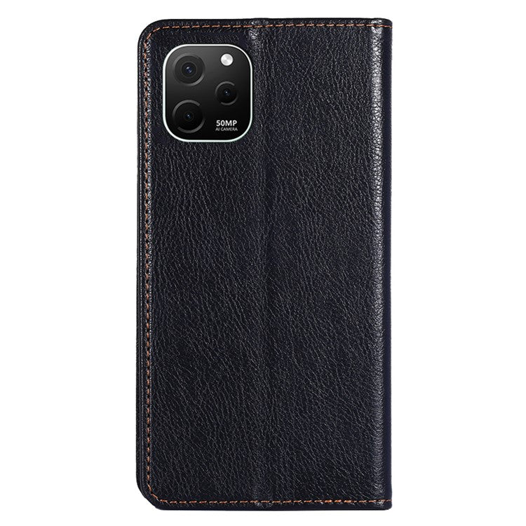 For Huawei nova Y61 4G Magnetic Adsorption PU Leather Protective Cover Foldable Stand Phone Wallet Case - Black