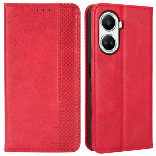 Anti-fall Flip Leather Phone Case For Huawei nova 10 SE 4G Imprinted Pattern Retro Texture Magnetic Auto Closing Phone Cover Wallet Stand - Red