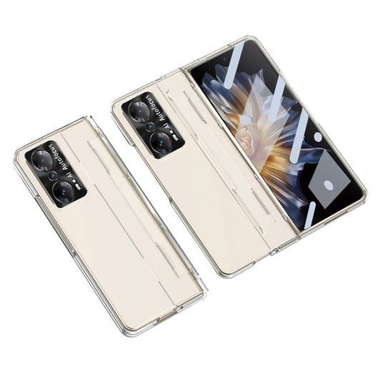 For Honor Magic Vs 5G / Vs Ultimate 5G Hinge Protection PC Phone Case All-Inclusive Anti-Drop Cover with Tempered Glass Screen Film - Transparent