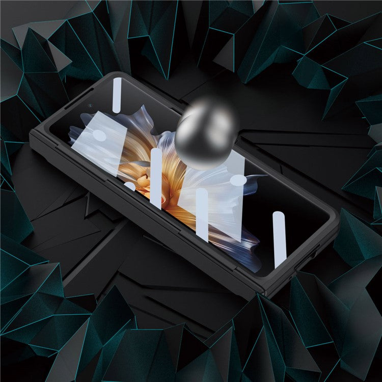 For Honor Magic Vs 5G / Vs Ultimate 5G Hinge Protection PC Phone Case All-Inclusive Anti-Drop Cover with Tempered Glass Screen Film - Transparent