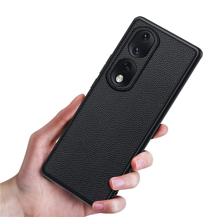TPU + PC + Cowhide Leather Case for Honor 80 Pro 5G Protective Phone Case Anti-Drop Phone Shell with Leather Lens Cover - Green
