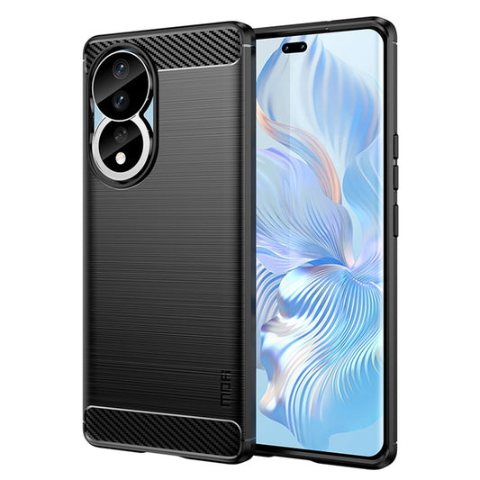 MOFI JK TPU Series-1 for Honor 80 5G Lightweight Soft TPU Phone Case Carbon Fiber Brushed Anti-scratch Phone Back Cover - Black