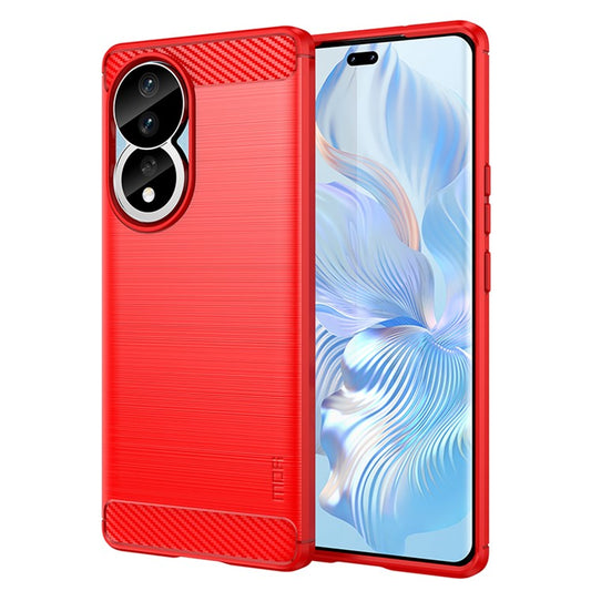 MOFI JK TPU Series-1 for Honor 80 5G Lightweight Soft TPU Phone Case Carbon Fiber Brushed Anti-scratch Phone Back Cover - Red