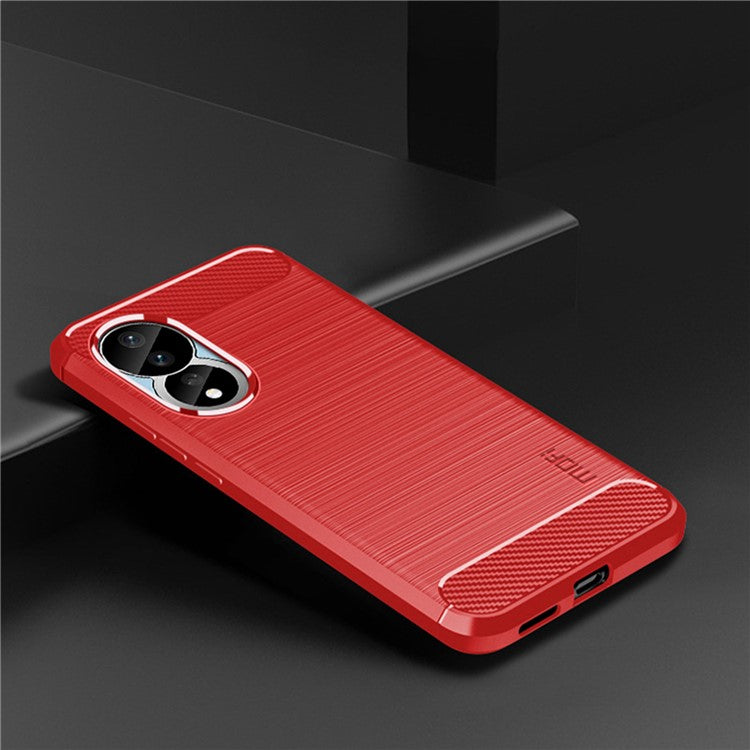 MOFI JK TPU Series-1 for Honor 80 5G Lightweight Soft TPU Phone Case Carbon Fiber Brushed Anti-scratch Phone Back Cover - Red