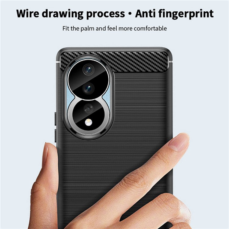 MOFI JK TPU Series-1 for Honor 80 5G Lightweight Soft TPU Phone Case Carbon Fiber Brushed Anti-scratch Phone Back Cover - Red