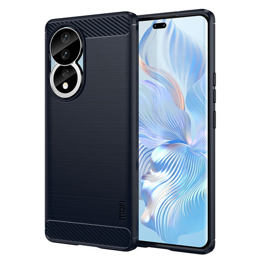 MOFI JK TPU Series-1 for Honor 80 5G Lightweight Soft TPU Phone Case Carbon Fiber Brushed Anti-scratch Phone Back Cover - Blue