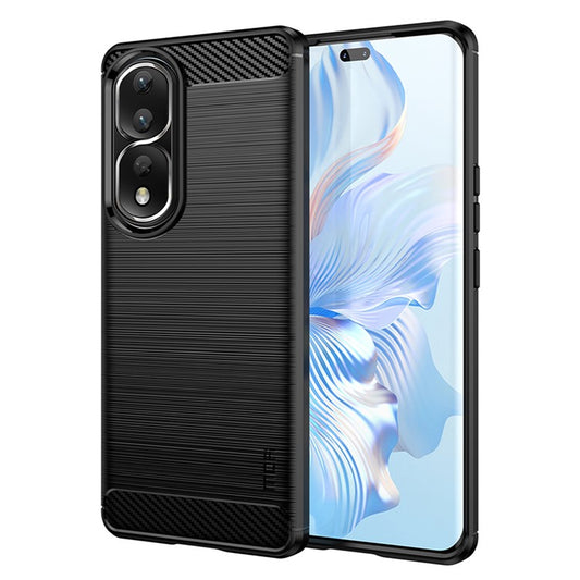 MOFI JK TPU Series-1 for Honor 80 Pro 5G Anti-fall TPU Phone Case Carbon Fiber Brushed Anti-fingerprint Phone Back Cover - Black