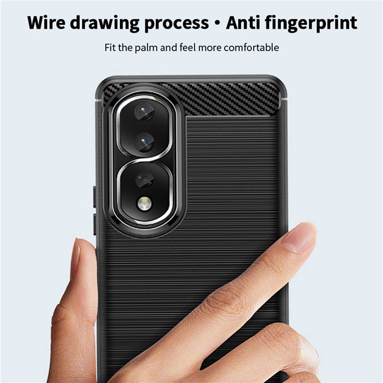 MOFI JK TPU Series-1 for Honor 80 Pro 5G Anti-fall TPU Phone Case Carbon Fiber Brushed Anti-fingerprint Phone Back Cover - Black