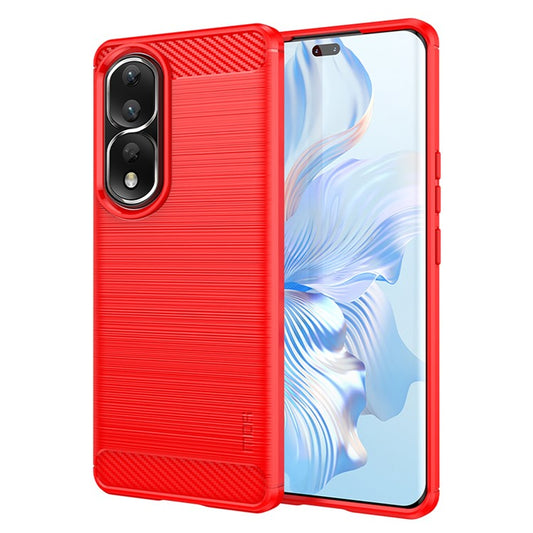 MOFI JK TPU Series-1 for Honor 80 Pro 5G Anti-fall TPU Phone Case Carbon Fiber Brushed Anti-fingerprint Phone Back Cover - Red