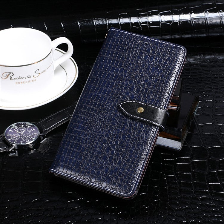 IDEWEI Magnetic Protective Flip Cover for Huawei nova Y90 4G, Crocodile Texture PU Leather Wallet Stand Function Phone Case - Blue