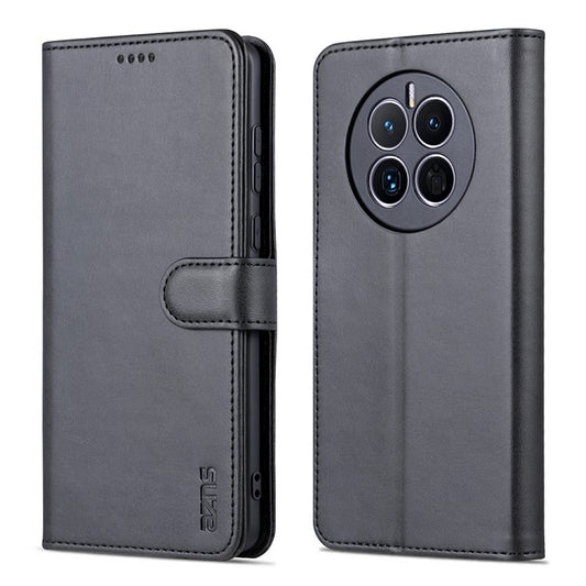 AZNS For Huawei Mate 50 4G Shockproof Phone Case PU Leather Magnetic Flip Smartphone Cover Stand Wallet - Black