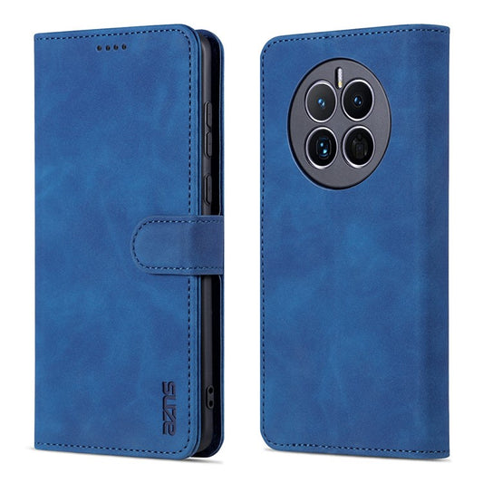 AZNS For Huawei Mate 50 4G Shockproof Phone Case PU Leather Magnetic Flip Smartphone Cover Stand Wallet - Blue