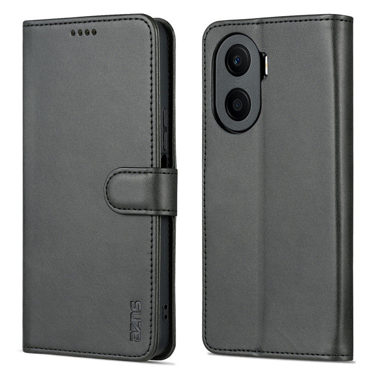 AZNS Anti-drop Phone Case For Honor Play 40 Plus 5G, PU Leather Magnetic Flip Cover Stand Wallet - Black