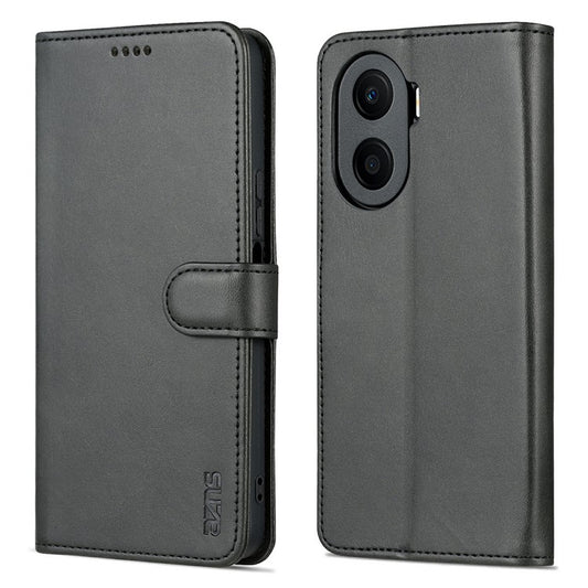 AZNS Anti-drop Phone Case For Honor Play 40 Plus 5G, PU Leather Magnetic Flip Cover Stand Wallet - Black