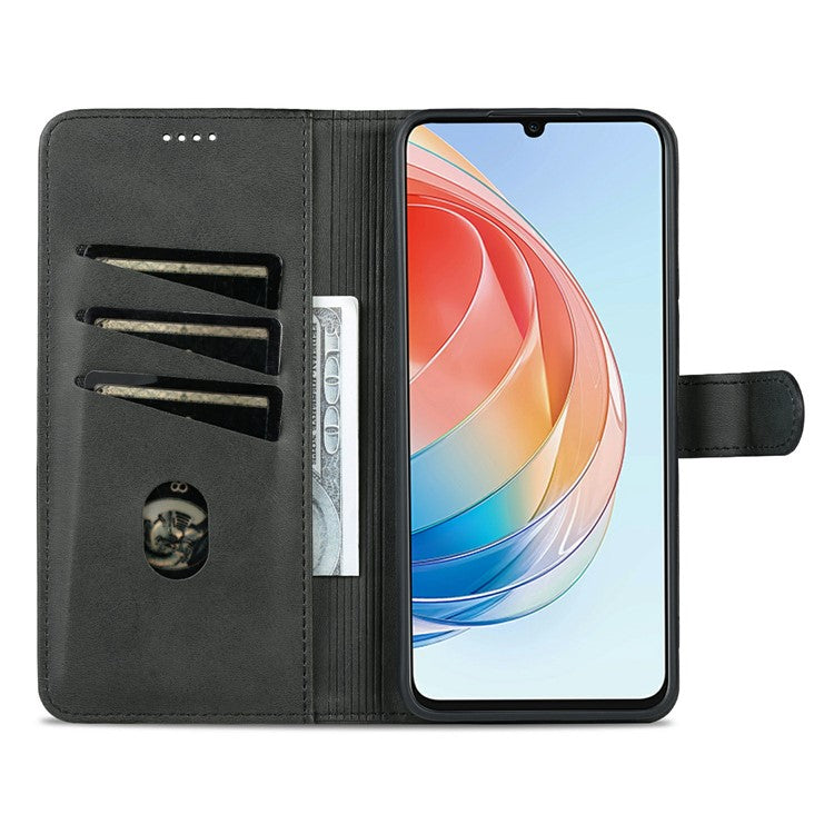 AZNS Anti-drop Phone Case For Honor Play 40 Plus 5G, PU Leather Magnetic Flip Cover Stand Wallet - Black