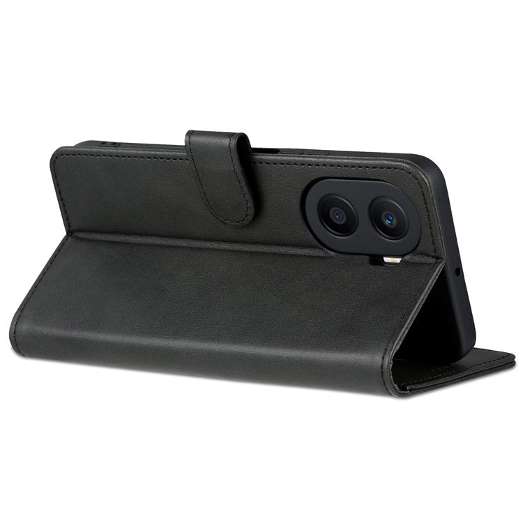 AZNS Anti-drop Phone Case For Honor Play 40 Plus 5G, PU Leather Magnetic Flip Cover Stand Wallet - Black