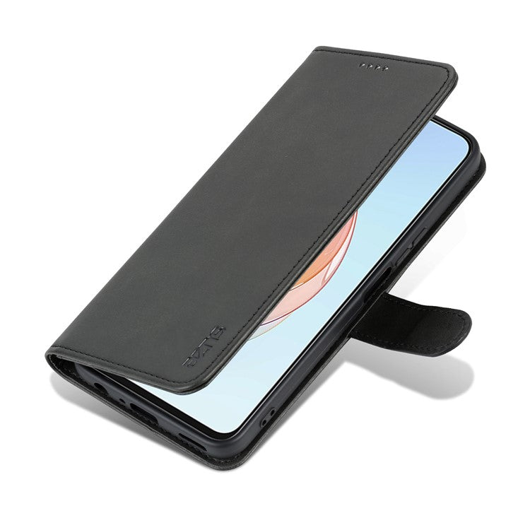 AZNS Anti-drop Phone Case For Honor Play 40 Plus 5G, PU Leather Magnetic Flip Cover Stand Wallet - Black