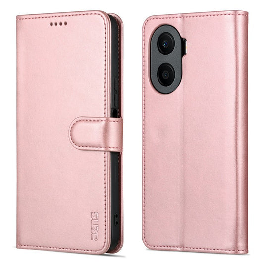 AZNS Anti-drop Phone Case For Honor Play 40 Plus 5G, PU Leather Magnetic Flip Cover Stand Wallet - Rose Gold