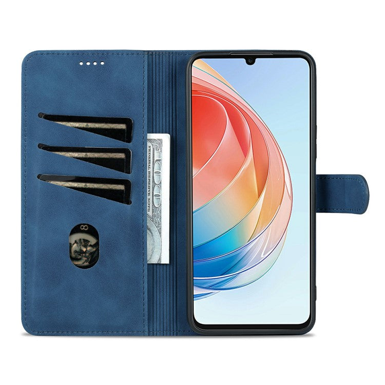 AZNS Anti-drop Phone Case For Honor Play 40 Plus 5G, PU Leather Magnetic Flip Cover Stand Wallet - Blue