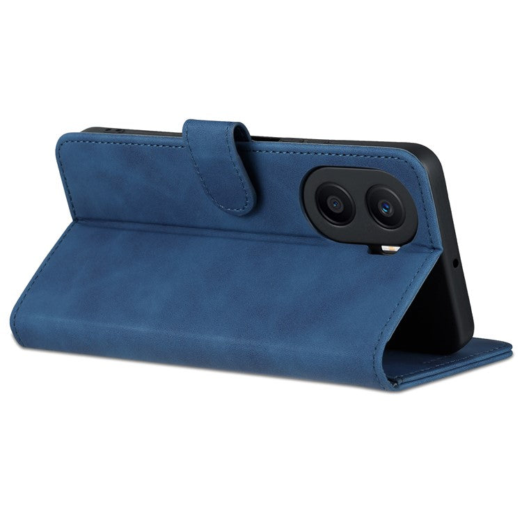 AZNS Anti-drop Phone Case For Honor Play 40 Plus 5G, PU Leather Magnetic Flip Cover Stand Wallet - Blue