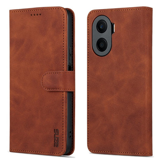 AZNS Anti-drop Phone Case For Honor Play 40 Plus 5G, PU Leather Magnetic Flip Cover Stand Wallet - Brown