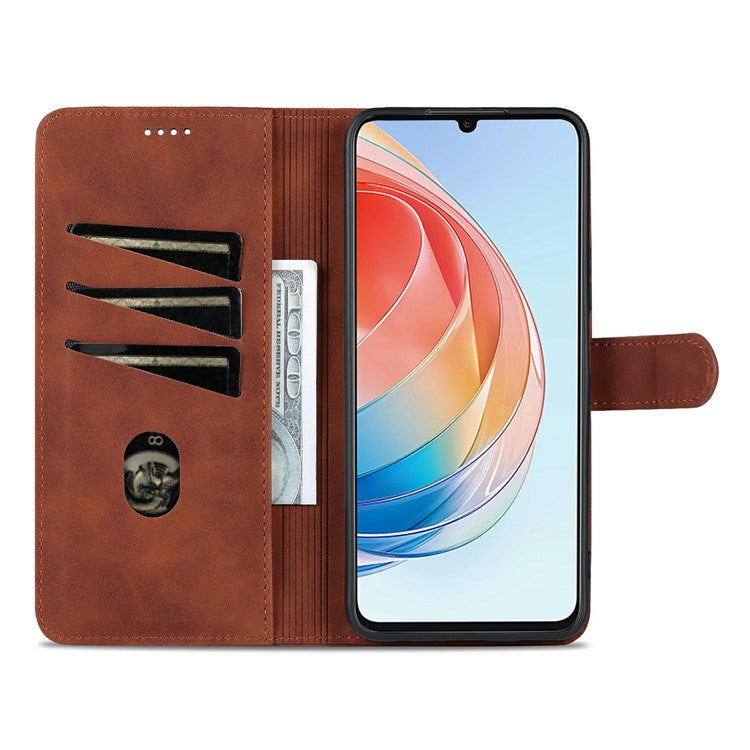 AZNS Anti-drop Phone Case For Honor Play 40 Plus 5G, PU Leather Magnetic Flip Cover Stand Wallet - Brown