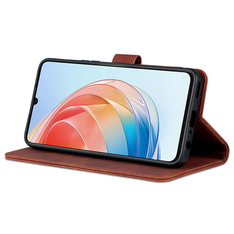 AZNS Anti-drop Phone Case For Honor Play 40 Plus 5G, PU Leather Magnetic Flip Cover Stand Wallet - Brown
