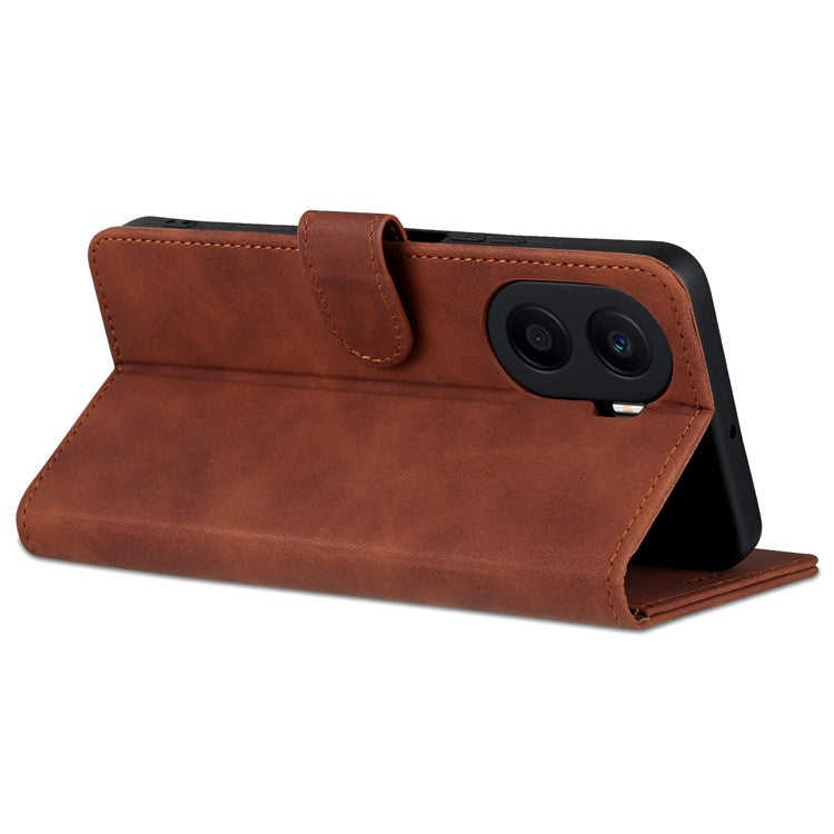 AZNS Anti-drop Phone Case For Honor Play 40 Plus 5G, PU Leather Magnetic Flip Cover Stand Wallet - Brown