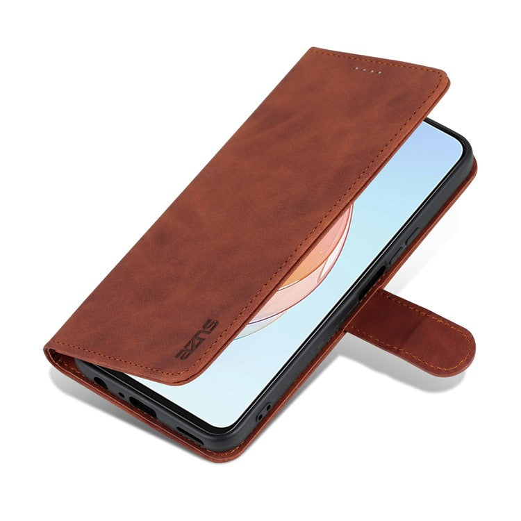 AZNS Anti-drop Phone Case For Honor Play 40 Plus 5G, PU Leather Magnetic Flip Cover Stand Wallet - Brown