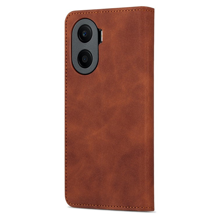 AZNS Anti-drop Phone Case For Honor Play 40 Plus 5G, PU Leather Magnetic Flip Cover Stand Wallet - Brown