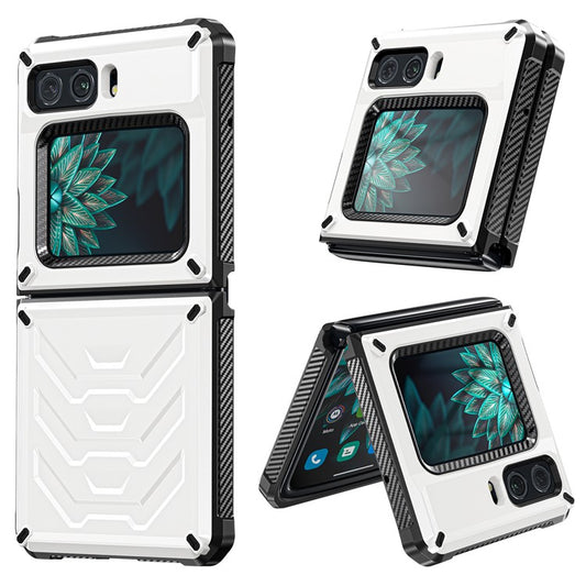 For Motorola Moto Razr 2022 5G Rugged Series Shockproof TPU Frame + PC Back Hybrid Case Phone Cover - White