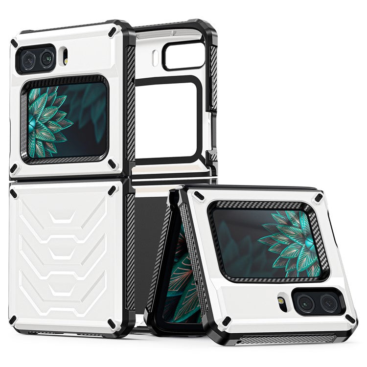 For Motorola Moto Razr 2022 5G Rugged Series Shockproof TPU Frame + PC Back Hybrid Case Phone Cover - White