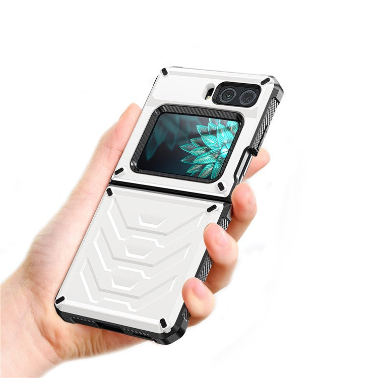 For Motorola Moto Razr 2022 5G Rugged Series Shockproof TPU Frame + PC Back Hybrid Case Phone Cover - White